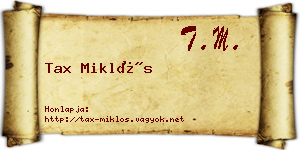 Tax Miklós névjegykártya