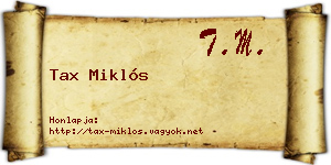 Tax Miklós névjegykártya